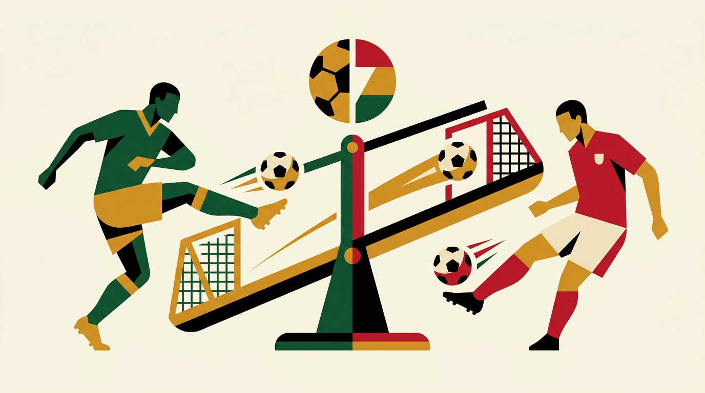 Editorial illustration for a Ghana guide to both teams to score betting in football