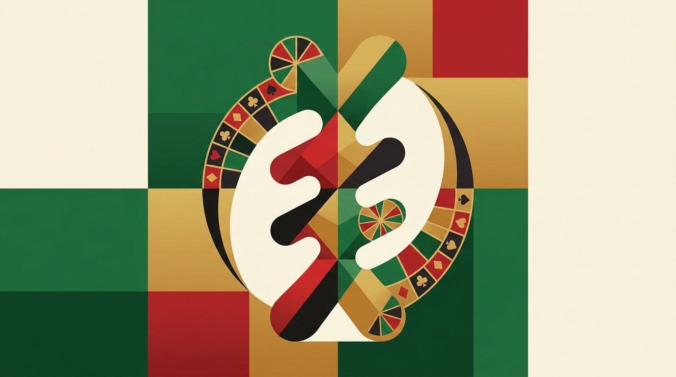 Editorial illustration of a smartphone and laptop showing a generic online casino guide for adults in Ghana