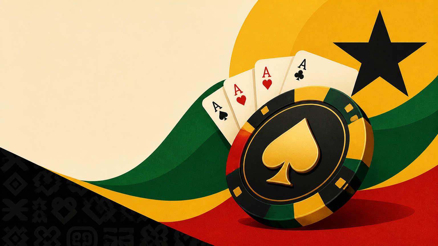 Editorial illustration for a Ghana guide to researching online poker sites on Reddit