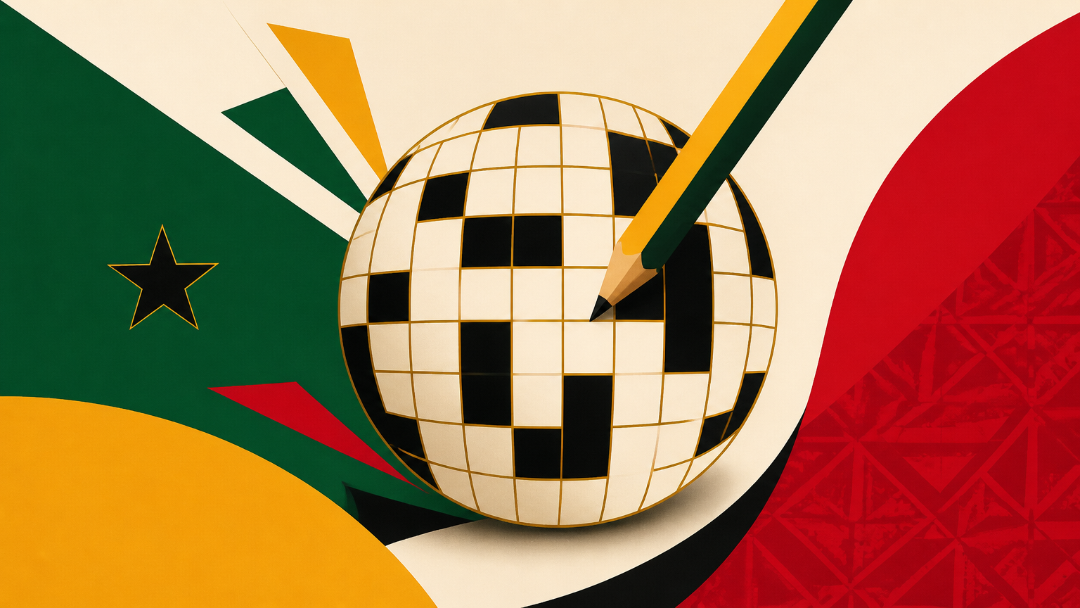Crossword grid and pen with neutral betting odds visuals for an informational Ghana guide