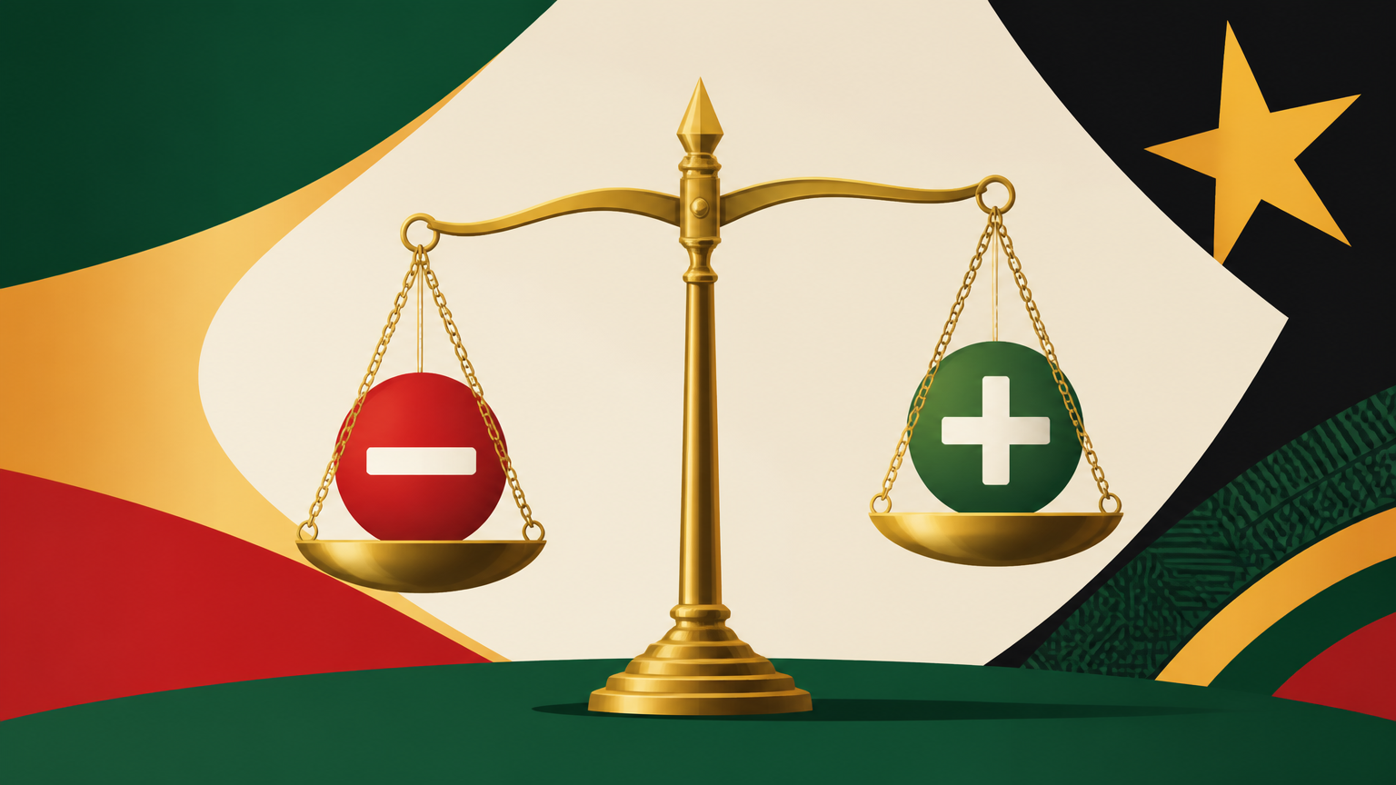 Illustration of plus and minus betting odds with football-themed graphics for an informational Ghana guide.