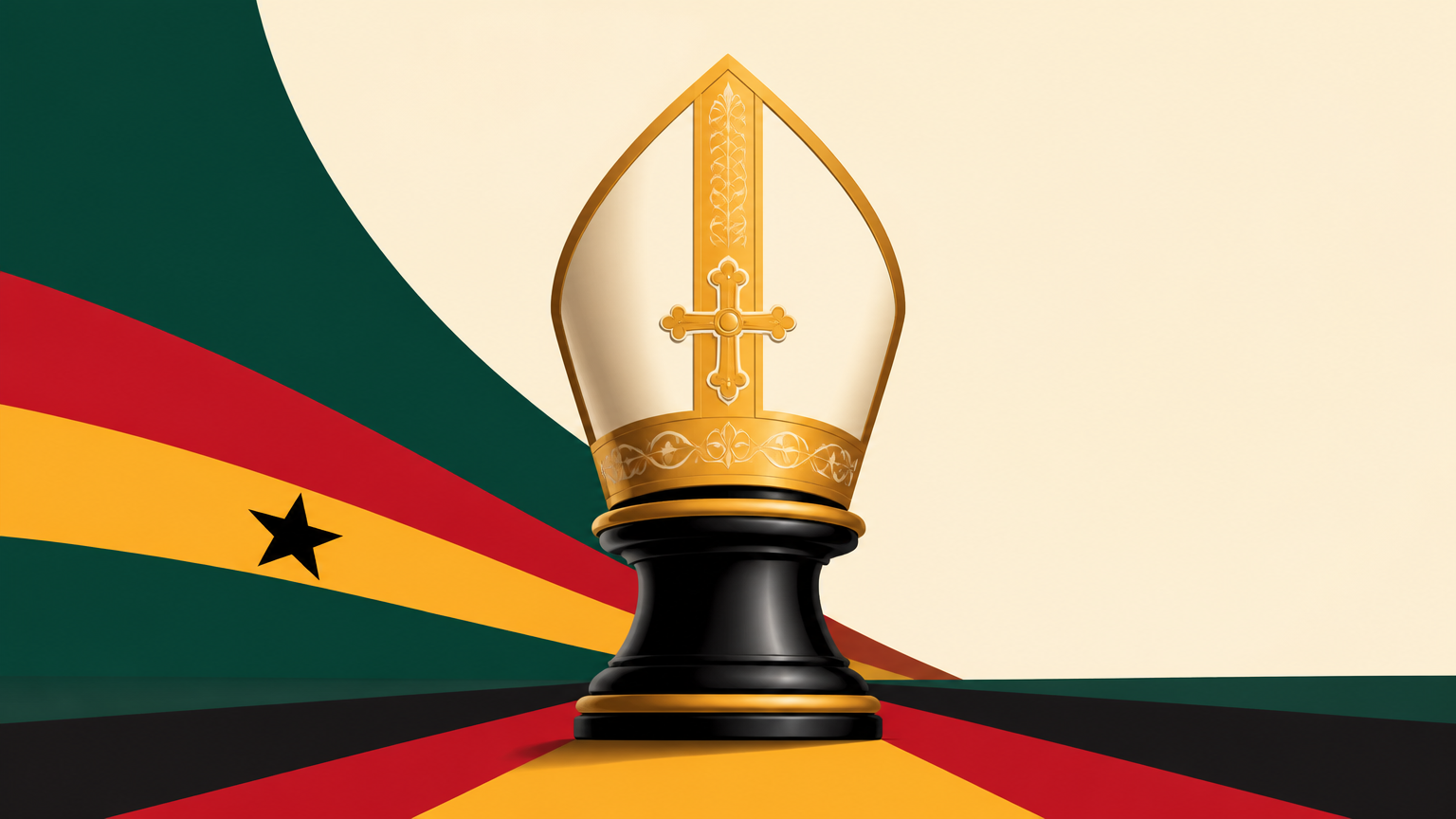 Editorial illustration of betting odds for next pope with a generic odds screen and symbolic dome with white smoke, for a Ghana-focused adult guide.