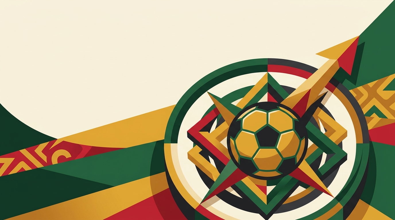 Editorial illustration of football match analysis and prediction tools for Ghana adults