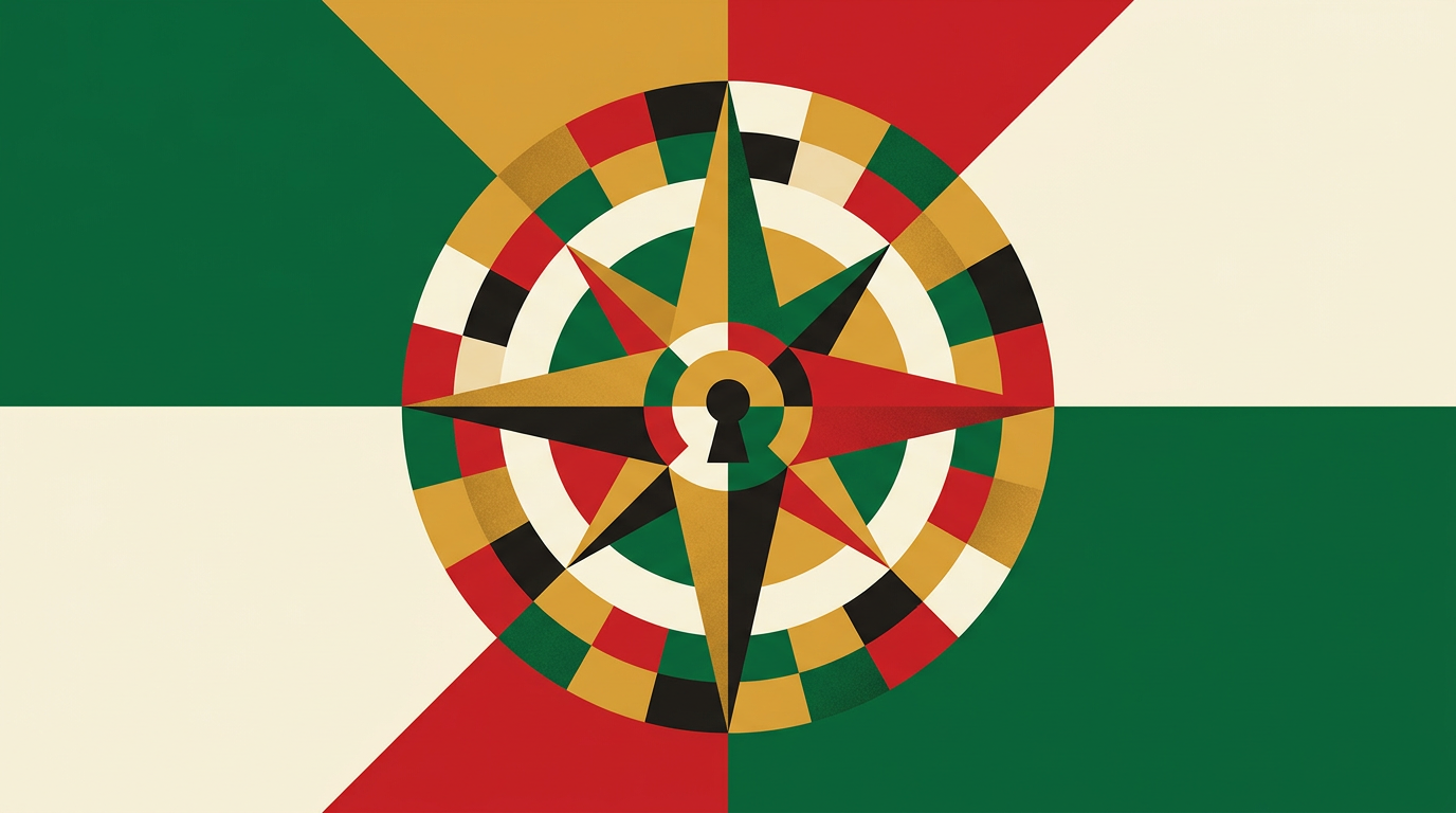Editorial illustration for a Ghana betting tips guide showing adult football match analysis tools and notes
