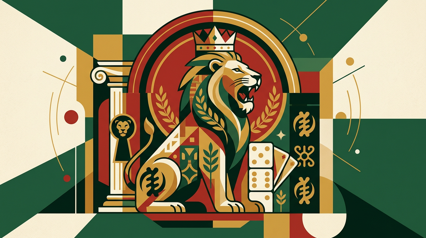 Editorial illustration for an adult-only Ghana guide to online casino research on desktop and mobile devices