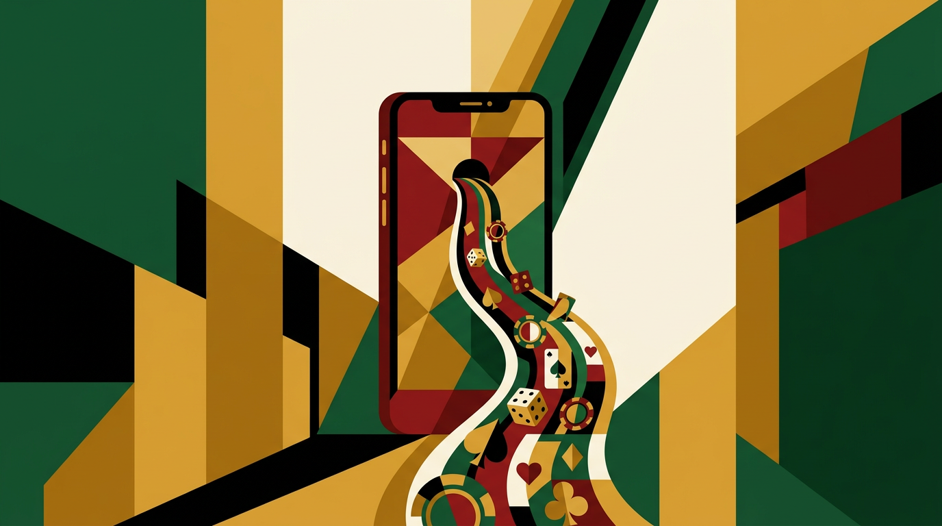Adult using a smartphone to read a guide about casino apps in Ghana