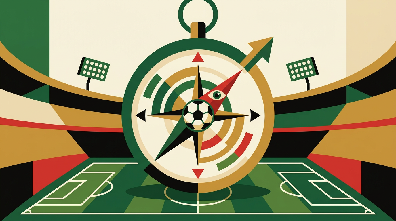 Editorial illustration of live football match analysis on a smartphone for a Ghana betting guide