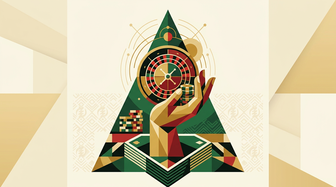 Editorial illustration of a live casino guide shown on mobile and laptop screens for adult readers in Ghana