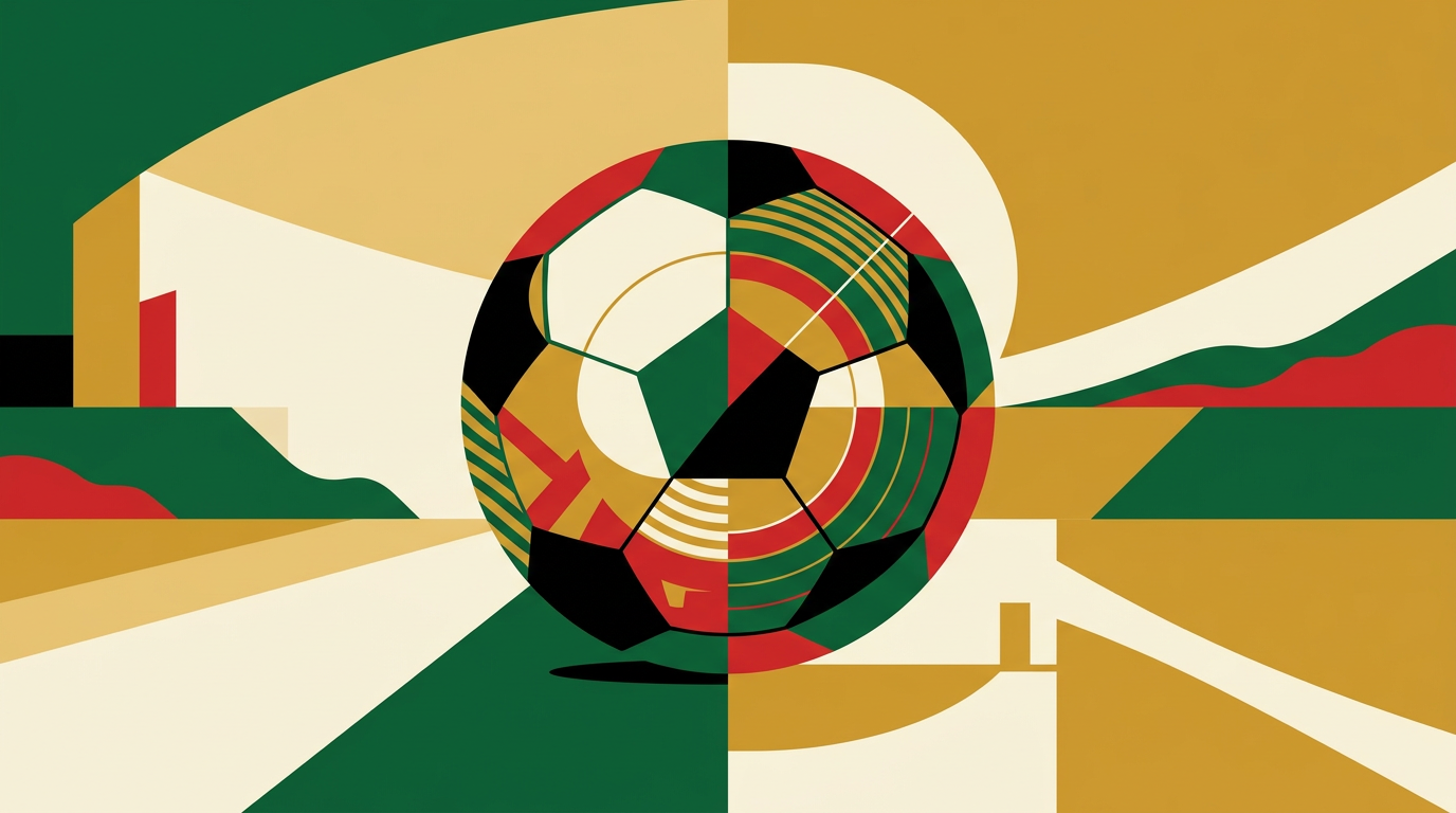 Football predictions guide illustration with match analysis tools and football on a desk