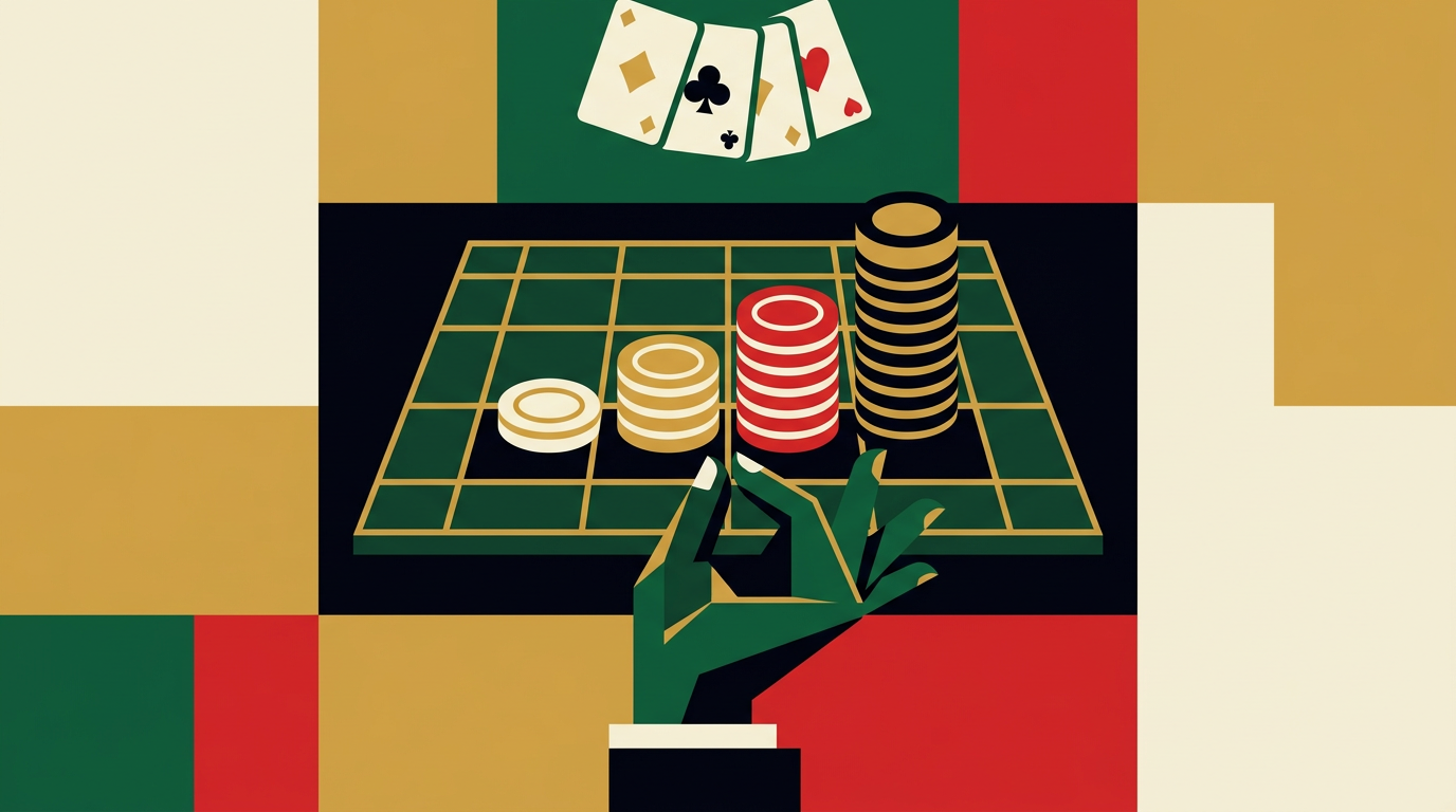 Blackjack table with cards and chips illustrating a martingale betting strategy guide