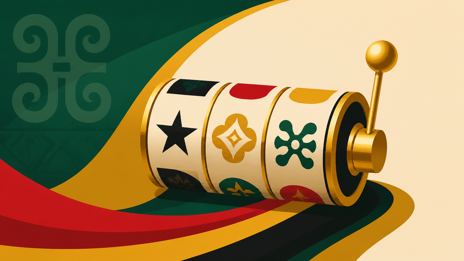 Illustration of generic online slot game screens on mobile and laptop for an adult Ghana guide