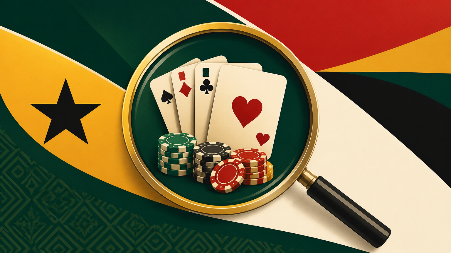 Playing cards, poker chips, and a simple probability visual illustrating a poker odds guide for adults in Ghana