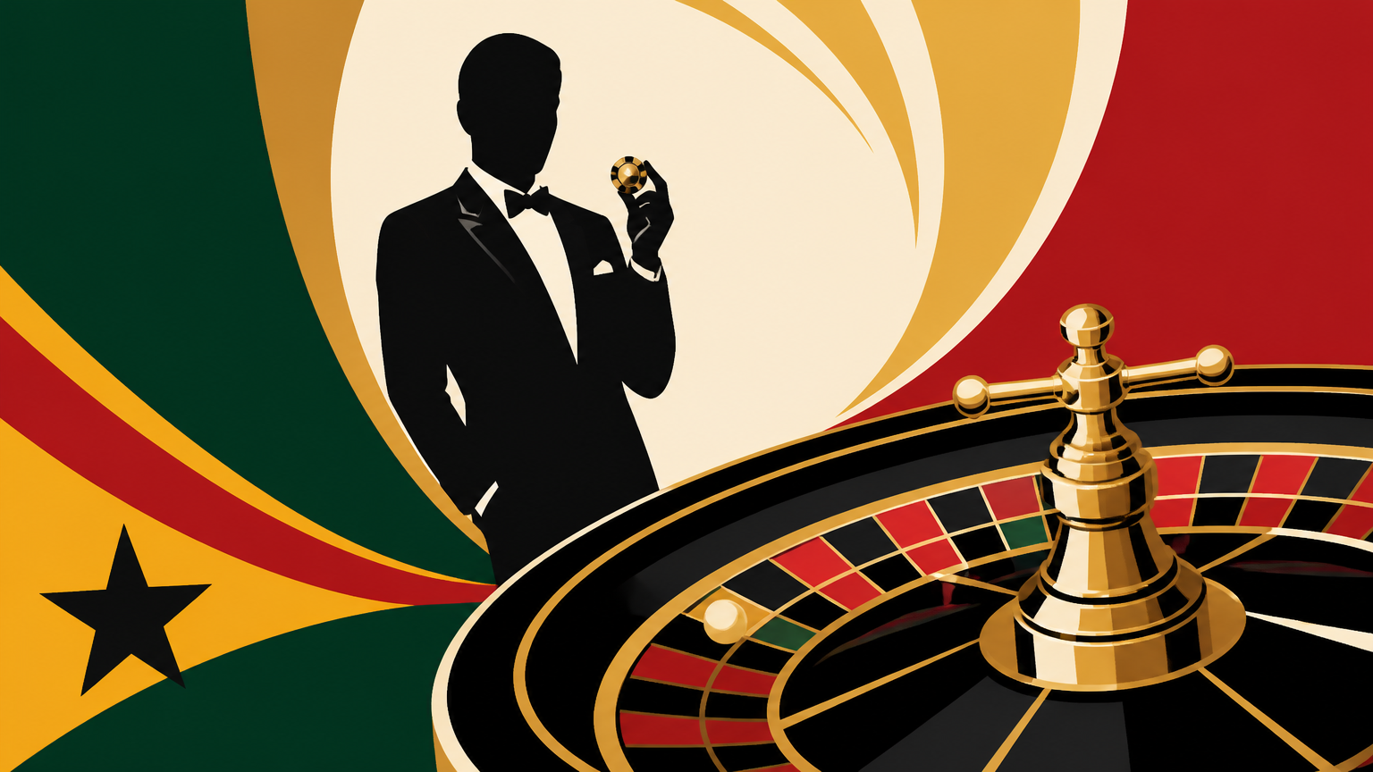 Roulette wheel and table layout illustrating the James Bond betting strategy for an informational guide