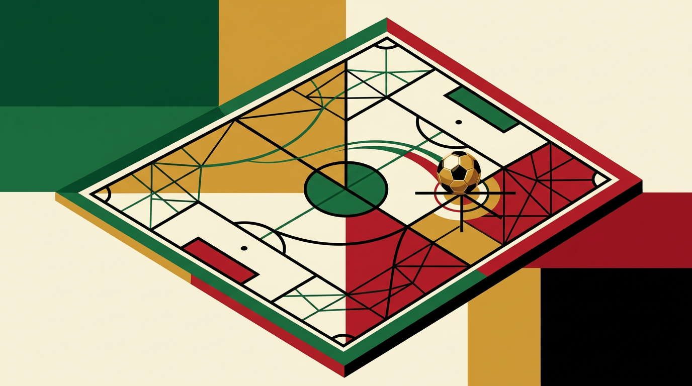 Editorial illustration for a Ghana soccer betting guide showing a smartphone with generic football match data and a football-themed background.