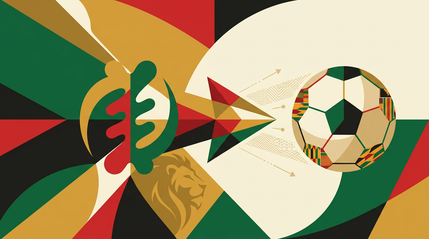 Editorial illustration for a Ghana guide to football predictions and sports prediction sites